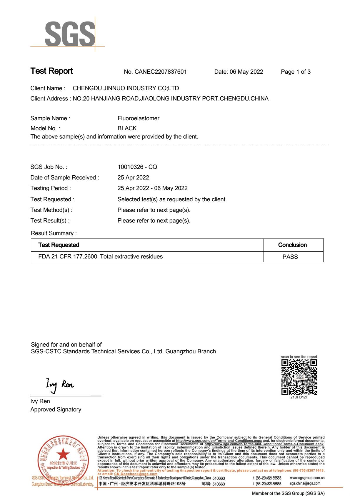 OUR FKM PASSED FDA TEST 