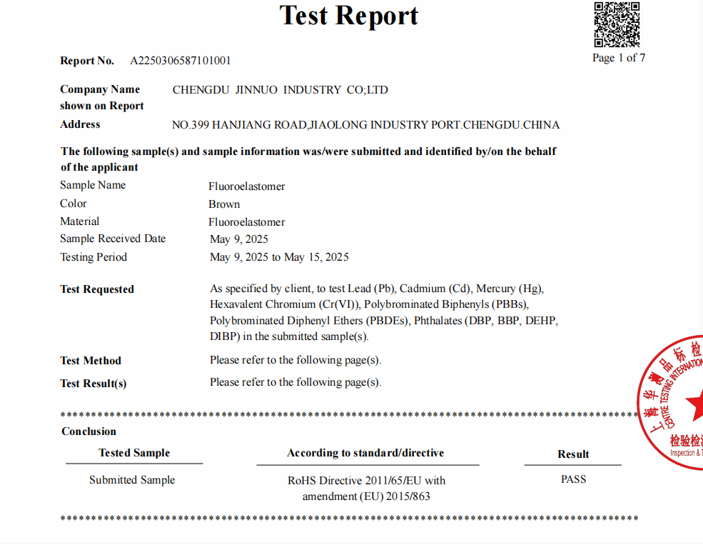 our FKM passed ROHS test  our FKM passed ROHS test